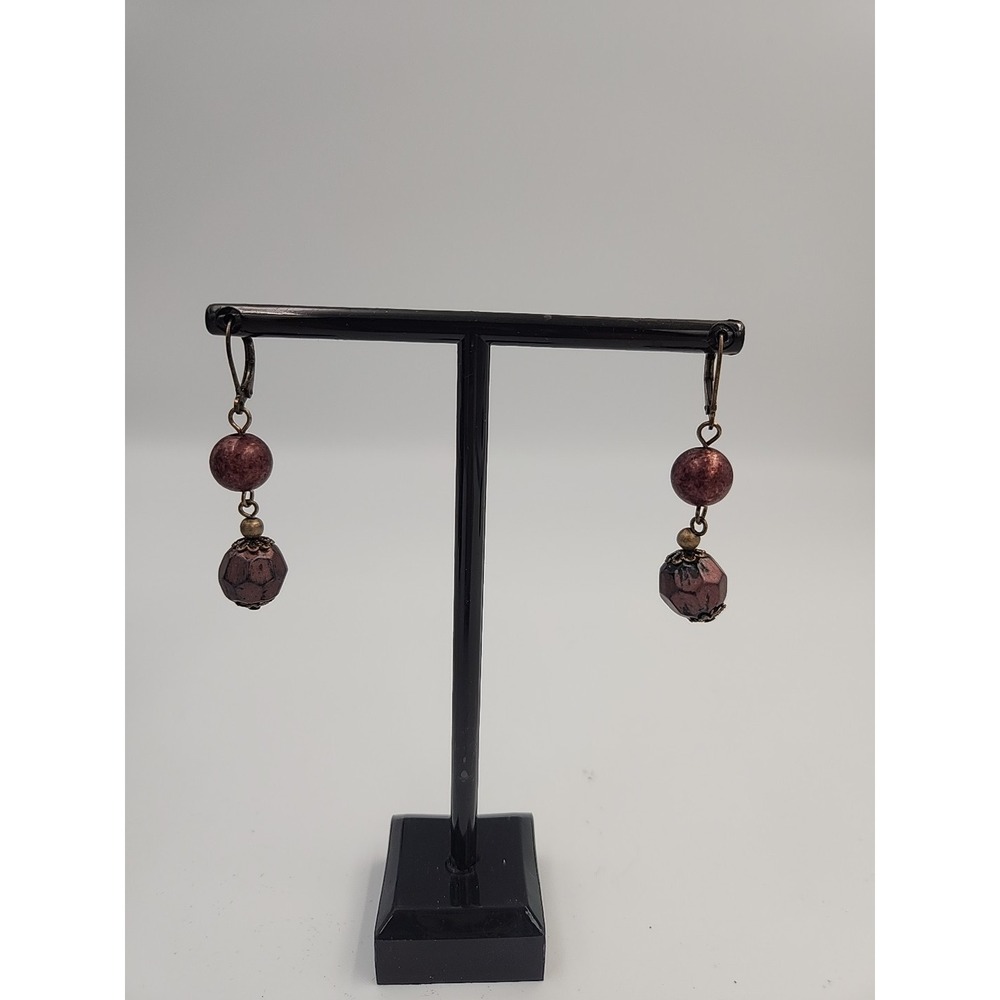 Vtg Premier Designs Newberry Drop Earrings w/deep berry & purple tones Costume